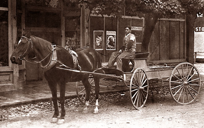 O'Harra delivery wagon - Earl Blomgren driving